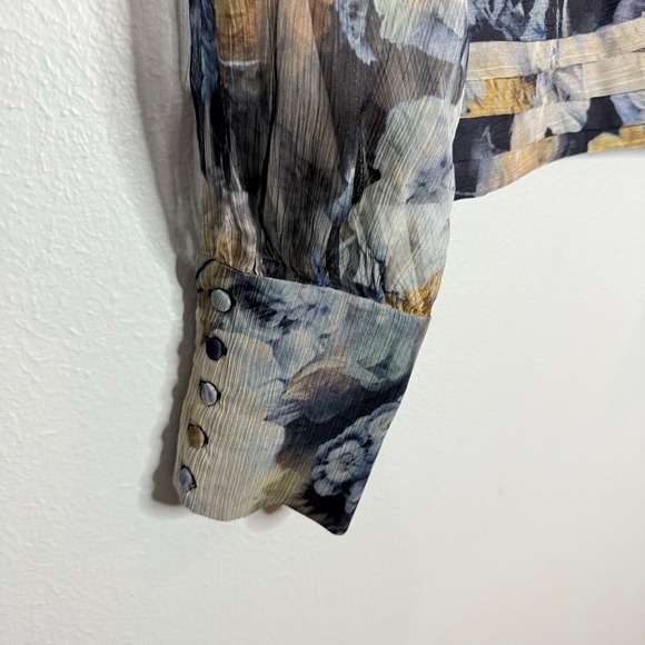 Amanda Uprichard Floral Blouse Long Sleeve Sheer Top Elegant L - Picture 4 of 7